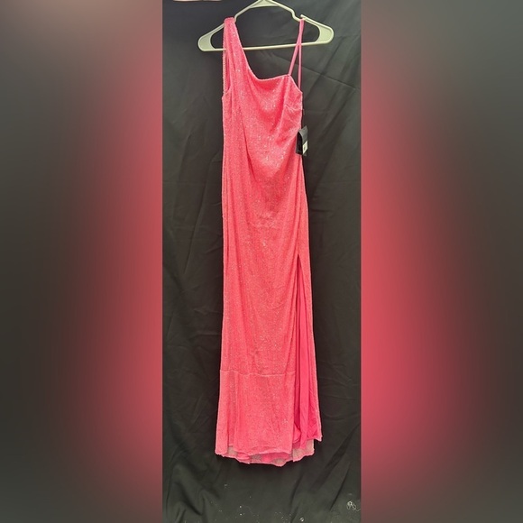 IEENA FOR MAC DUGGAL 26990 NWT Sequined One Shoulder Draped Back Gown - Picture 5 of 7